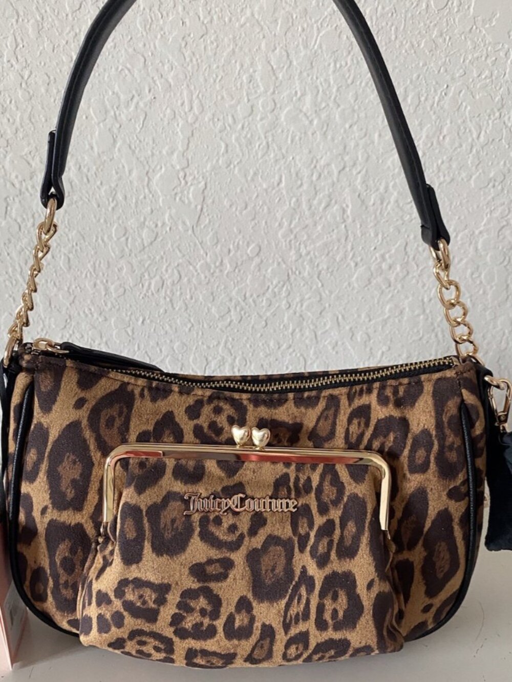 Juicy Couture Sugar & Spic Animal Print Shoulder Bag Kiss‎ Lock Coin Purse NEW